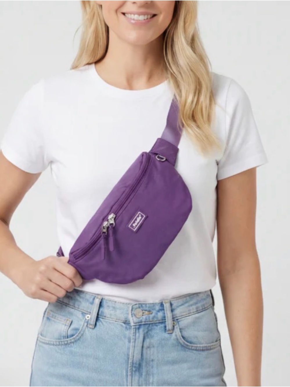 Purple Foldie Belt Bag Cut Resistant Strap Locking Zippers and Buckle